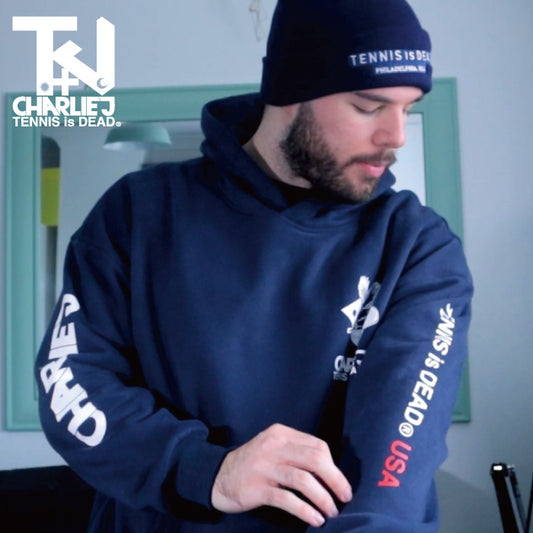 +CJ "CHARLIEJ by TENNIS is DEAD" - Mens Cotton Hoodie